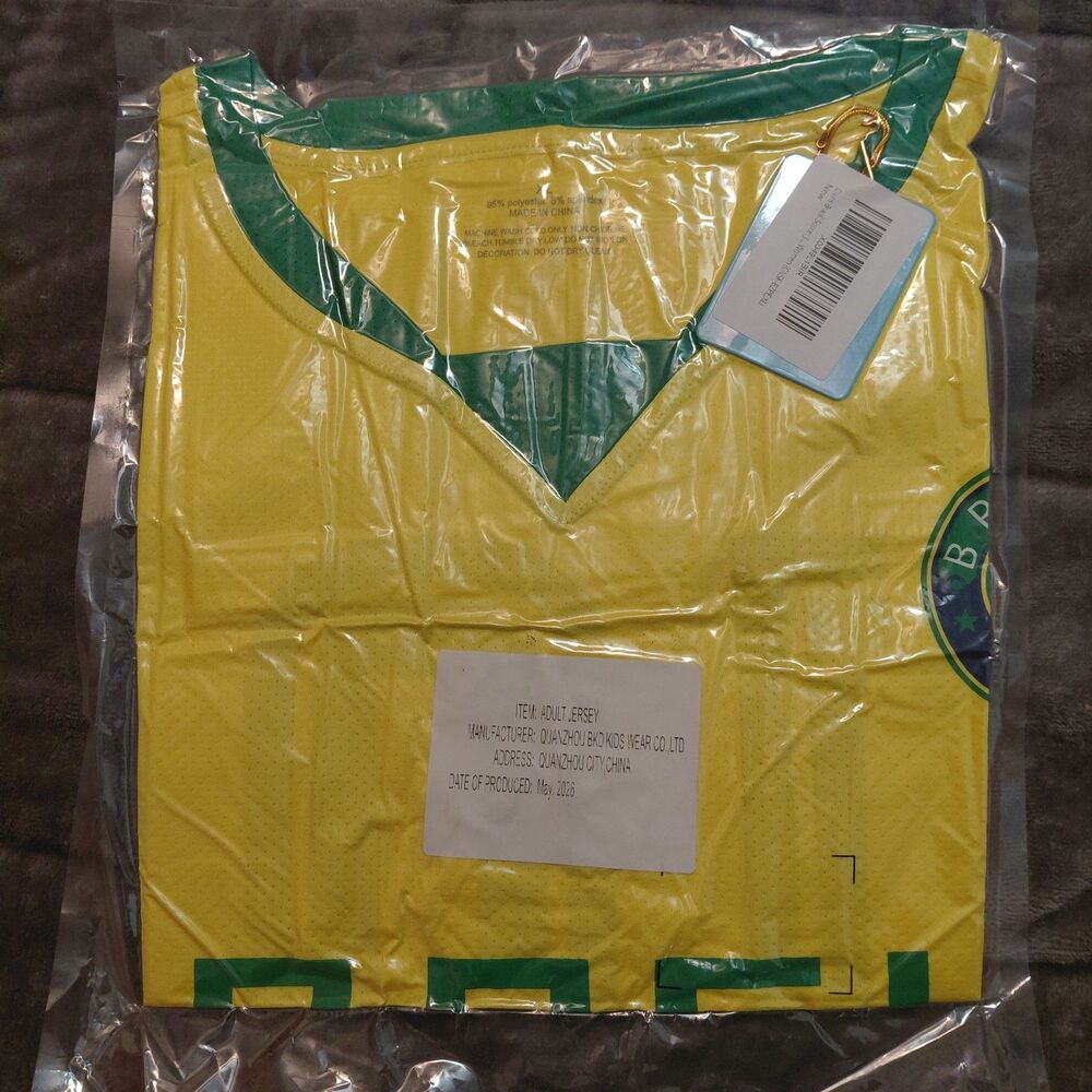 Cnins Brazil National Team Women Soccer Jersey Shirt XL Yellow Green V-Neck